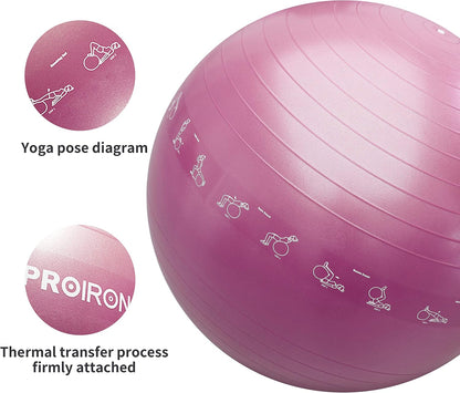 Yoga-Ball mit Pumpe, Yoga-Pose-Diagramm. 55/65/75CM