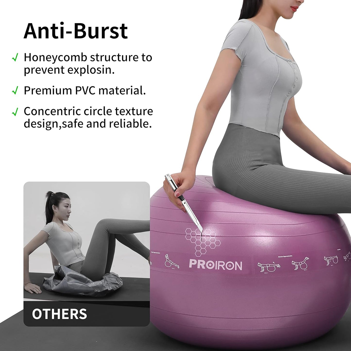 Yoga-Ball mit Pumpe, Yoga-Pose-Diagramm. 55/65/75CM