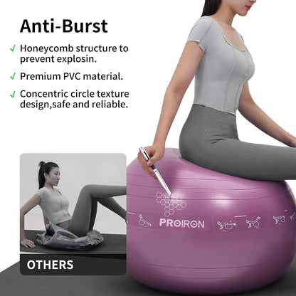 Yoga-Ball mit Pumpe, Yoga-Pose-Diagramm. 55/65/75CM