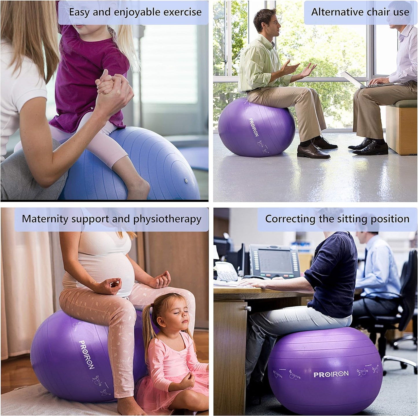 Yoga-Ball mit Pumpe, Yoga-Pose-Diagramm. 55/65/75CM